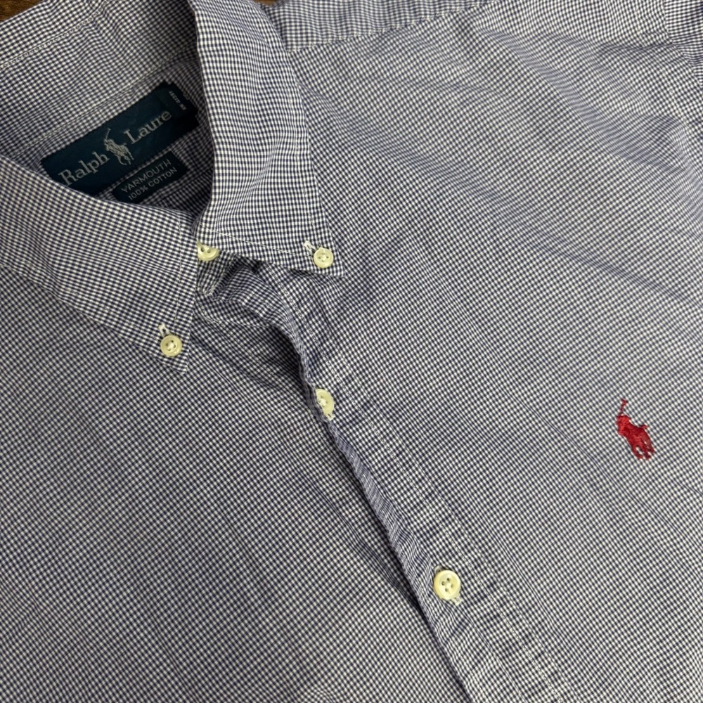 Ralph Lauren Yarmouth Mens Long Sleeve Button Down Shirt Checkered 16‎ Large